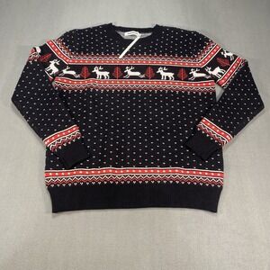Abollria Ugly Christmas Sweater XXL Reindeer Snowflakes Pullover Soft Nordic NWT